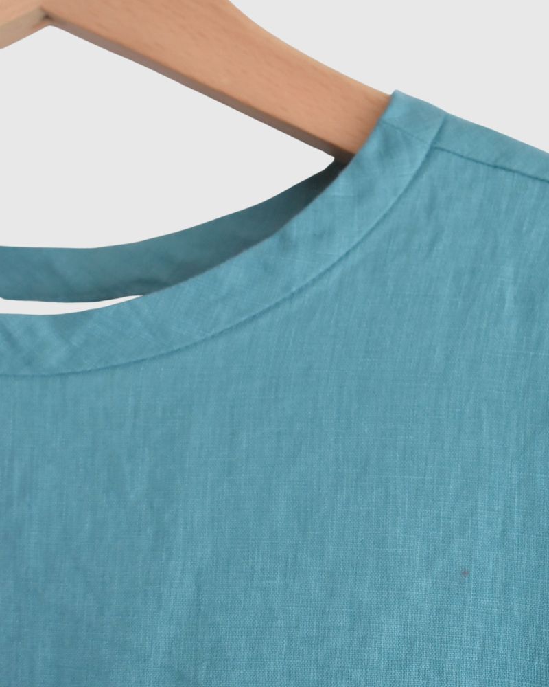 Color linen pullover in Turquoise