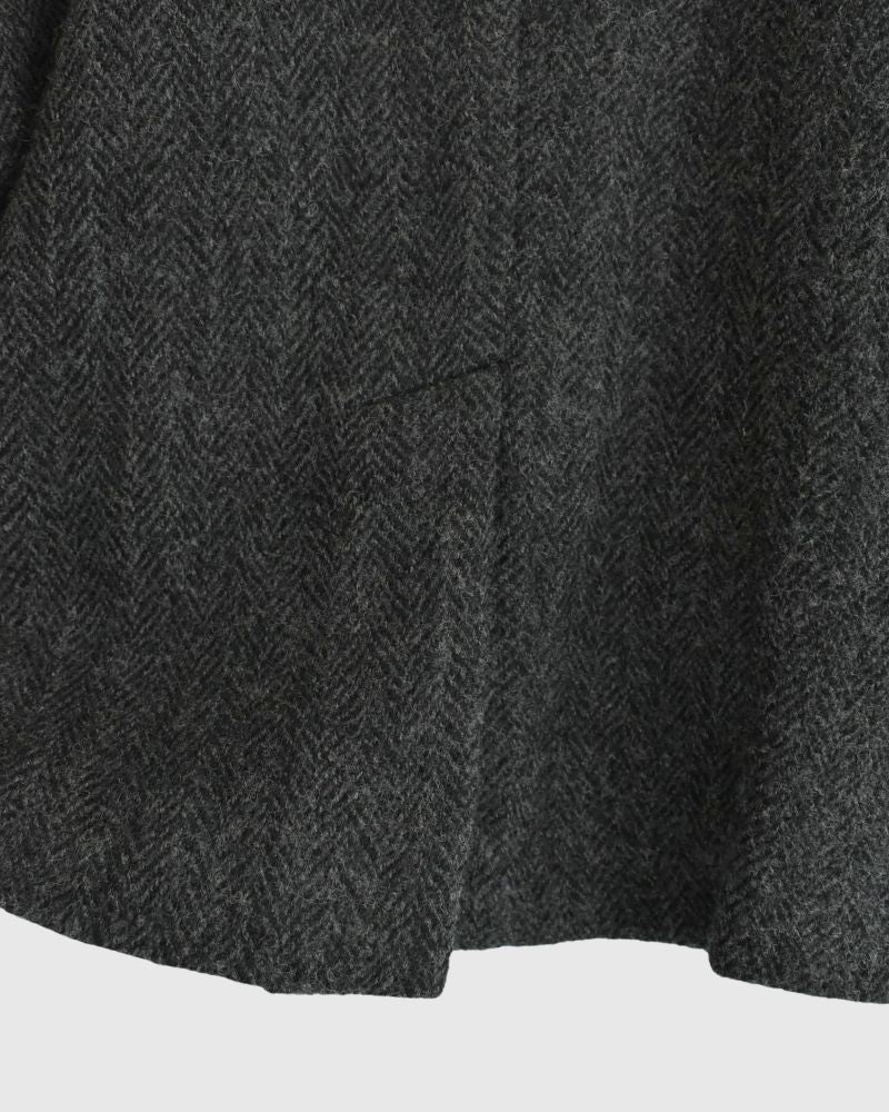 Wool Herringbone Wool Jacket in Black