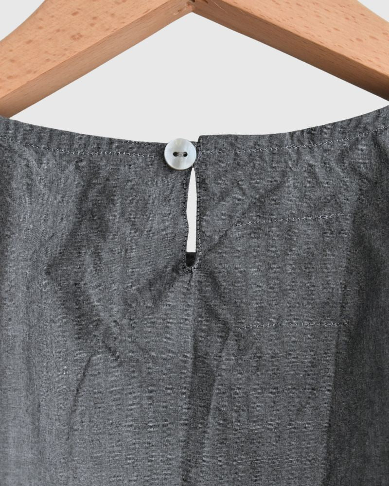 Front Frill Blouse in Gray