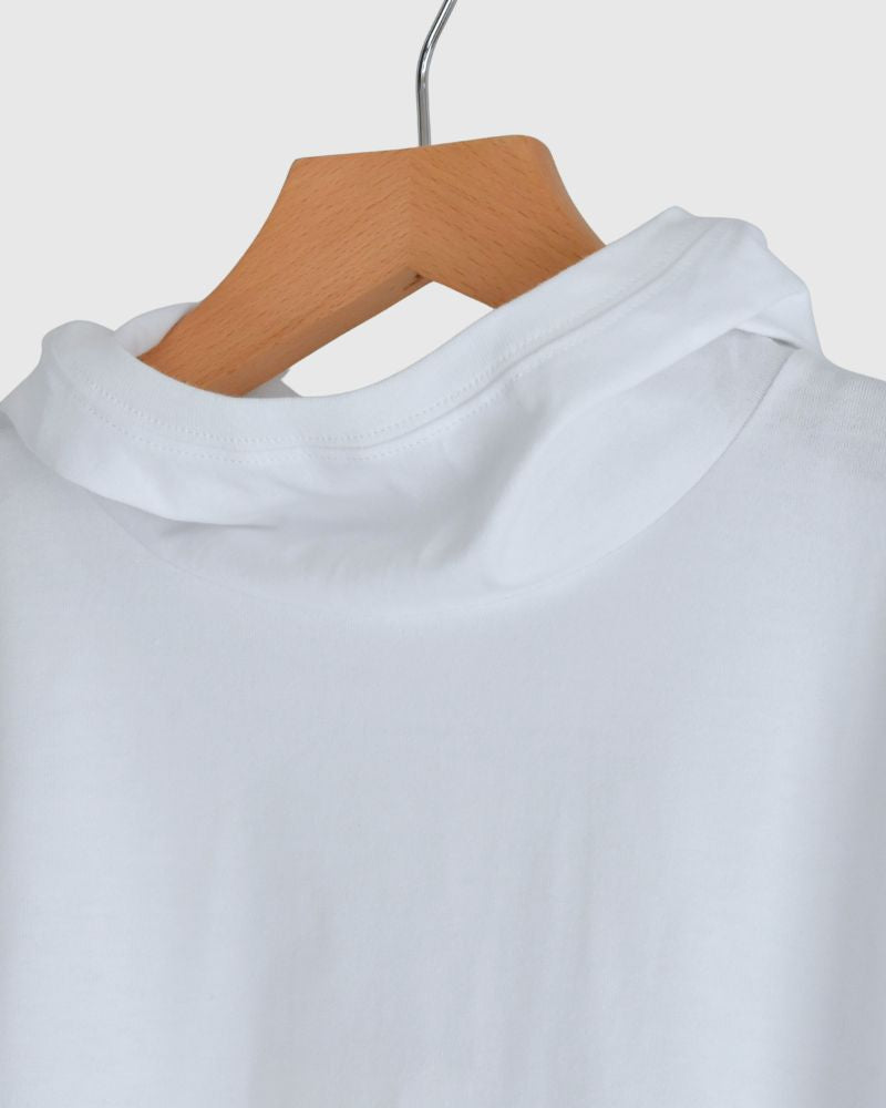 Drawstring Hoodie Pullover in White