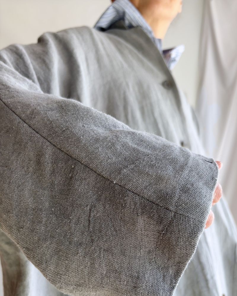 Linen Hemp Dolman Coat in Sumi