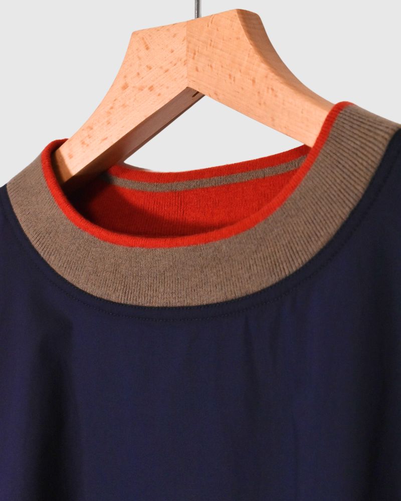 KNIT COLLAR TOP 'CHONS' in Navy