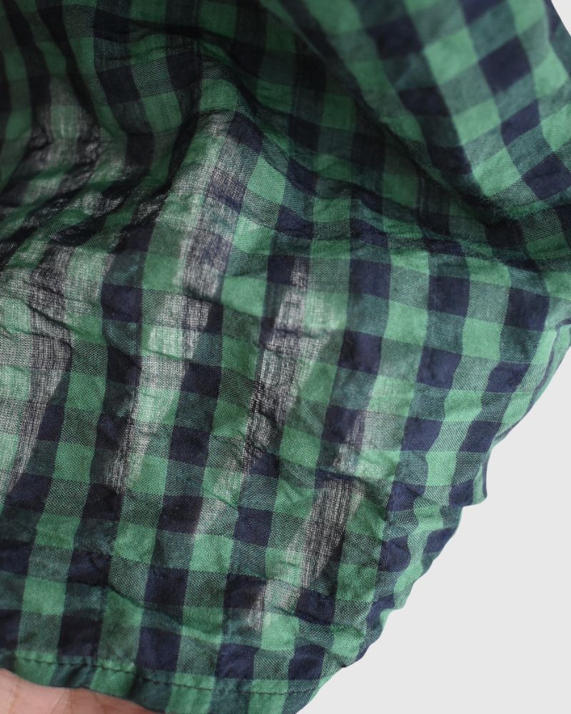 Block Check Sleeveless Gathered Dress in Green