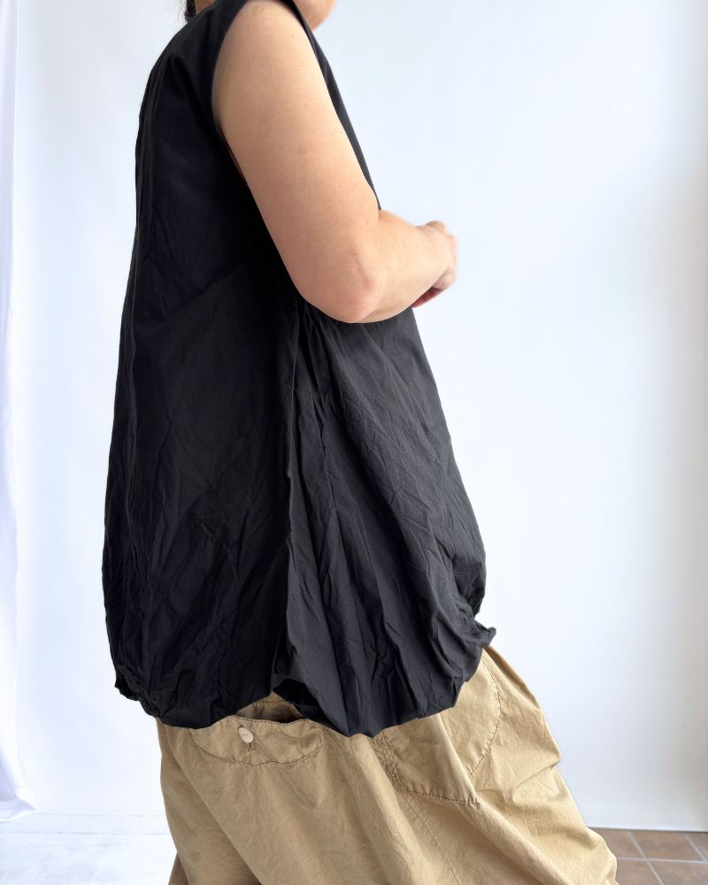 Cotton Balloon Tunic in Black