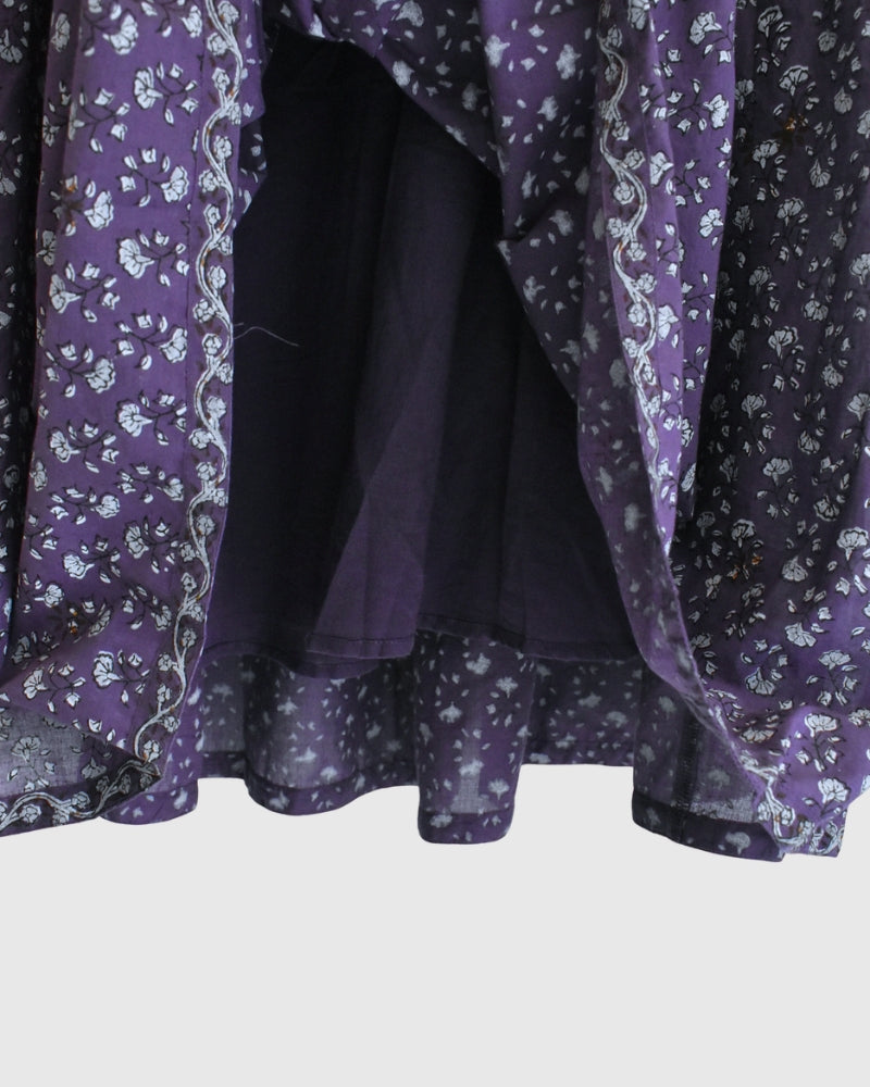 Rajasthan Tuck Gathered Skirt with Lining in Purple