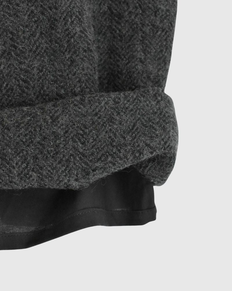 Wool Herringbone Pants in Black
