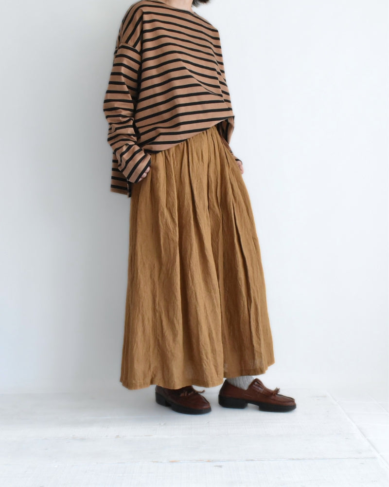 Cotton Striped Pullover in Mocha/Black