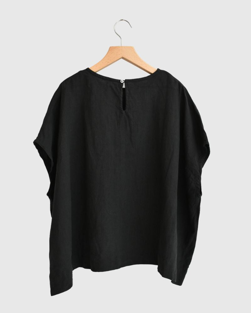 French Linen Pullover in Black