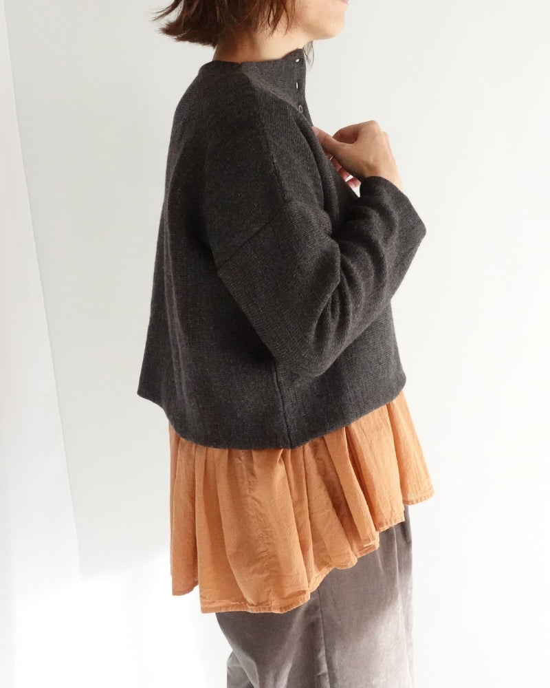 Bottleneck Boiled Wool Knit in Brown