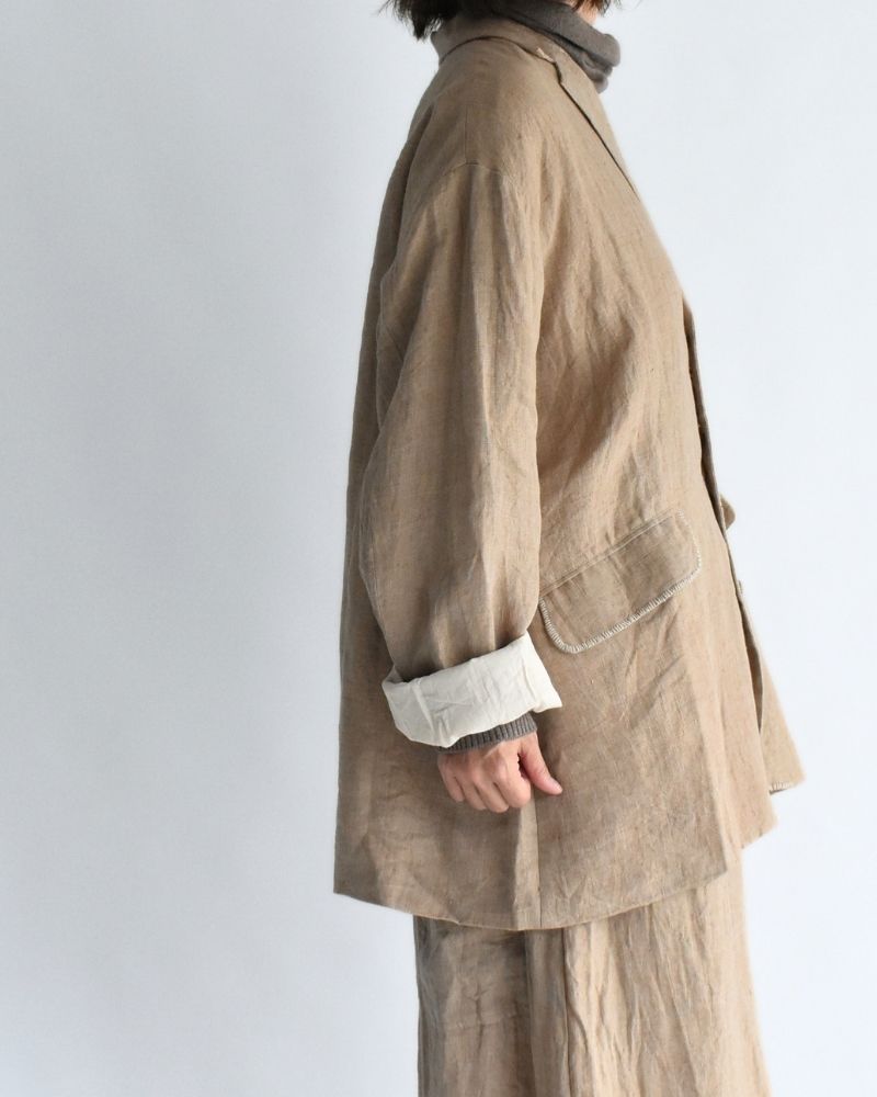 Handwoven 40 Linen Jacket in Beige