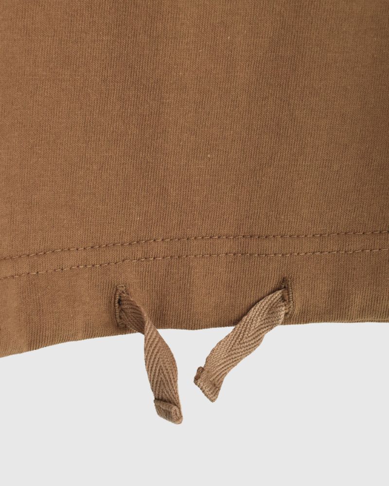 Half-Sleeve Drawstring T-shirt in DarkCamel