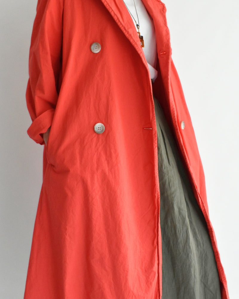 Double-Breasted Coat in Orange Red
