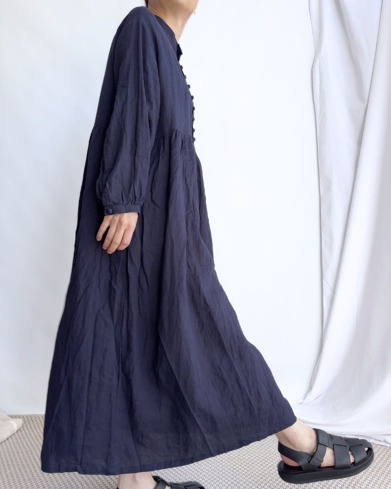 French Linen Dress in Navy