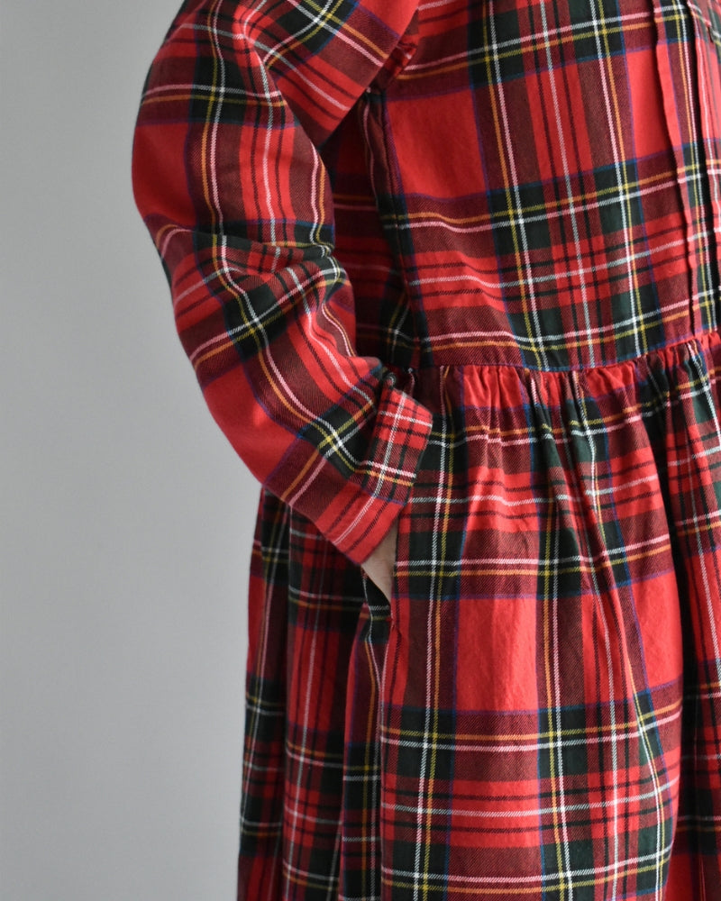 Indigo Tartan Foundation Shirt Dress in Red