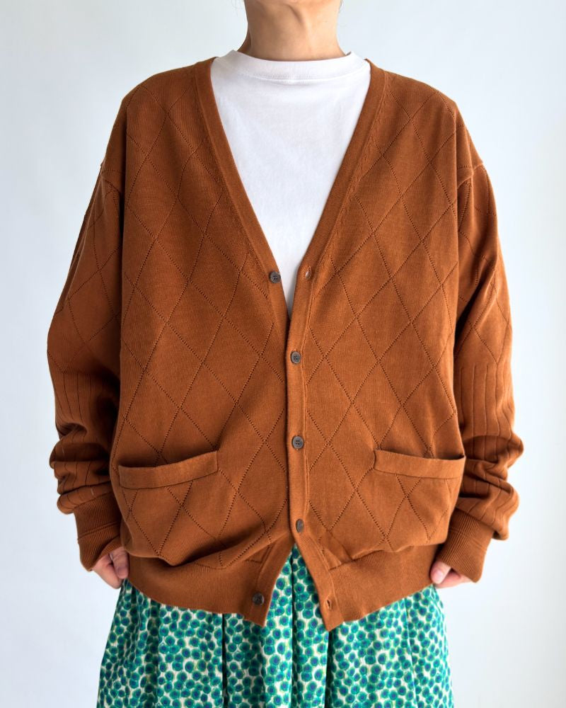 Openwork knit cardigan 'EMILY' in Camel