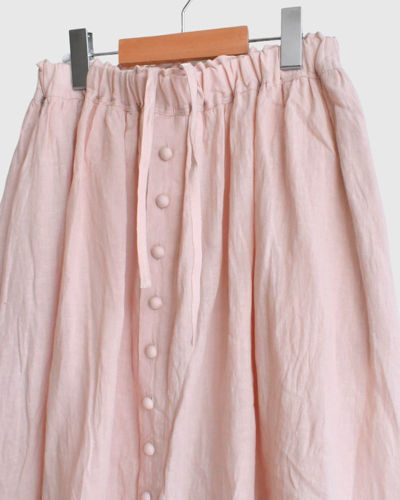 French Linen Skirt in Pink