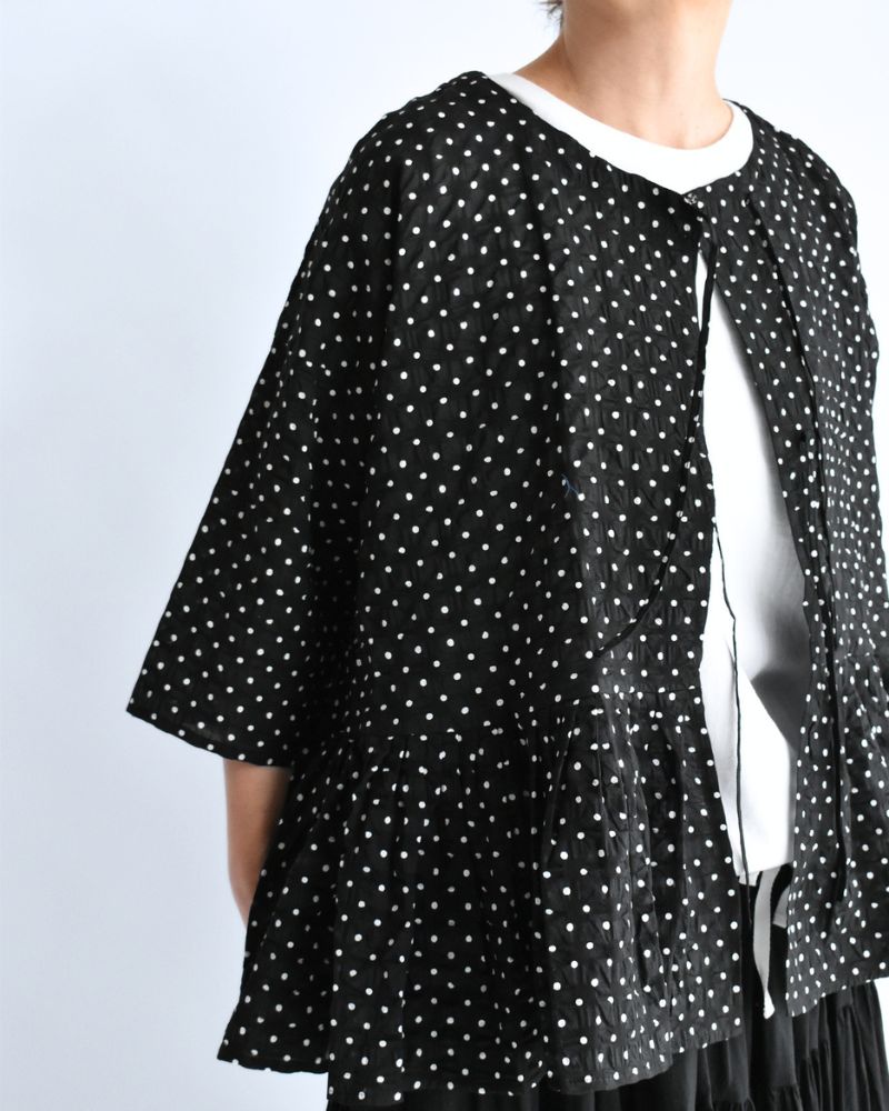 Ripple Dot Cache-coeur Blouse in Black/White