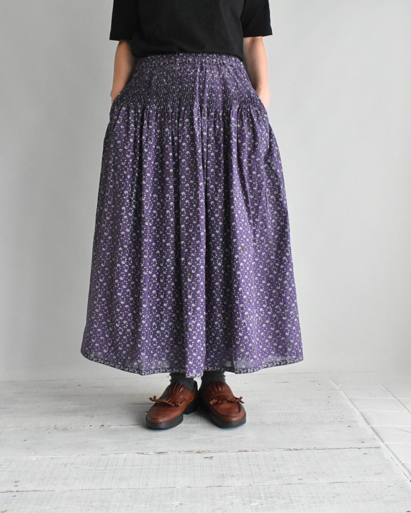 Rajasthan Tuck Gathered Skirt with Lining in Purple