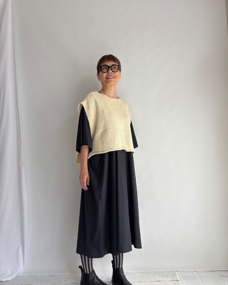 Ribbon knit vest in Ivory