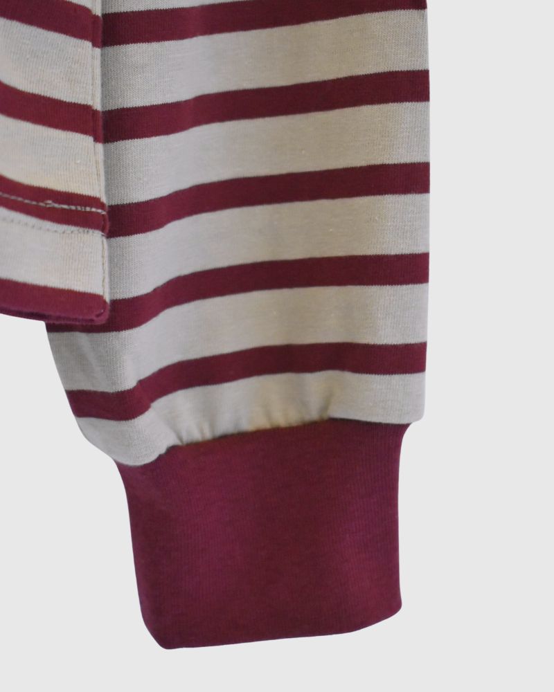 Taco Cotton Striped Long Sleeve T-Shirt Royal in Beige/Bordeaux