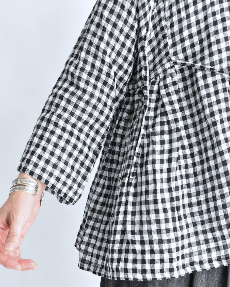Gingham Check Cache-coeur Blouse in BlackCheck