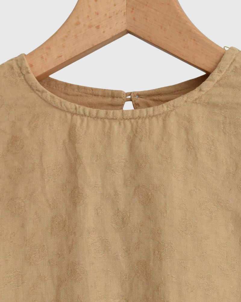 ANTIQUE ROSE JACQUARD MODERNIST BLOUSE in AntiqueBeige