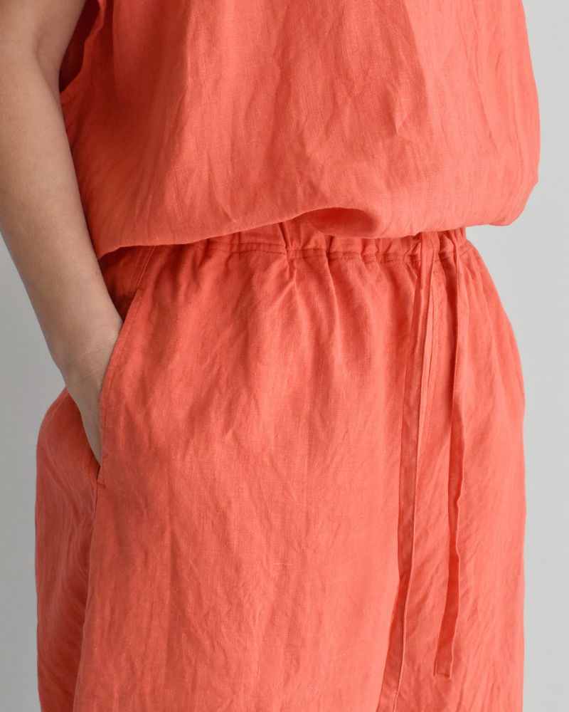 French Linen Wide Pants in Orange