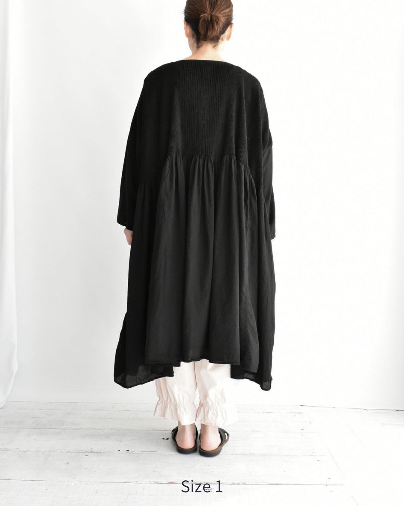 MINI PINTUCK PULLOVER DRESS in Black