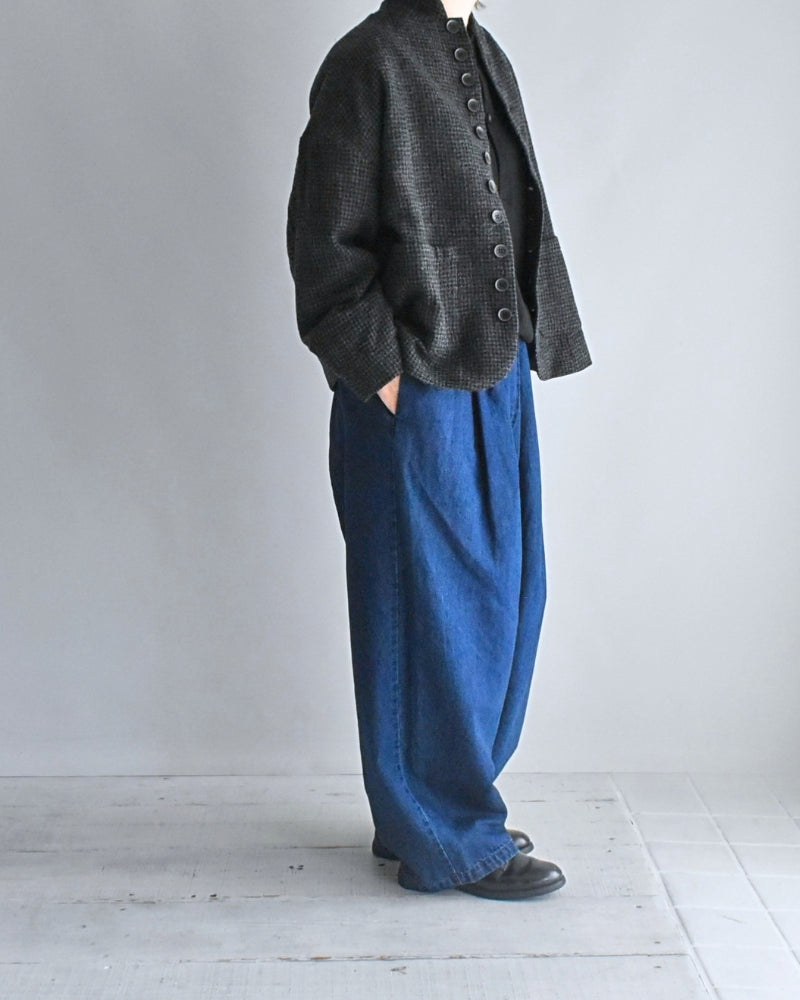 Wool Gauze Houndstooth Jacket in Charcoal