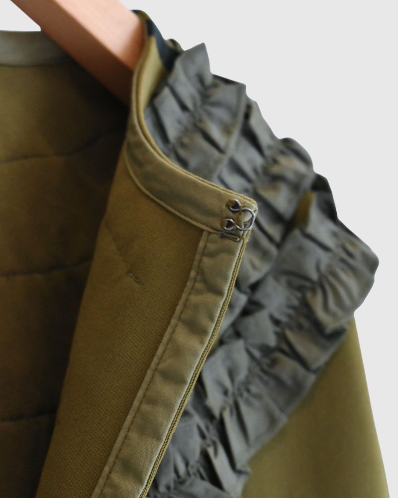 Track Frill Cardigan in Khaki