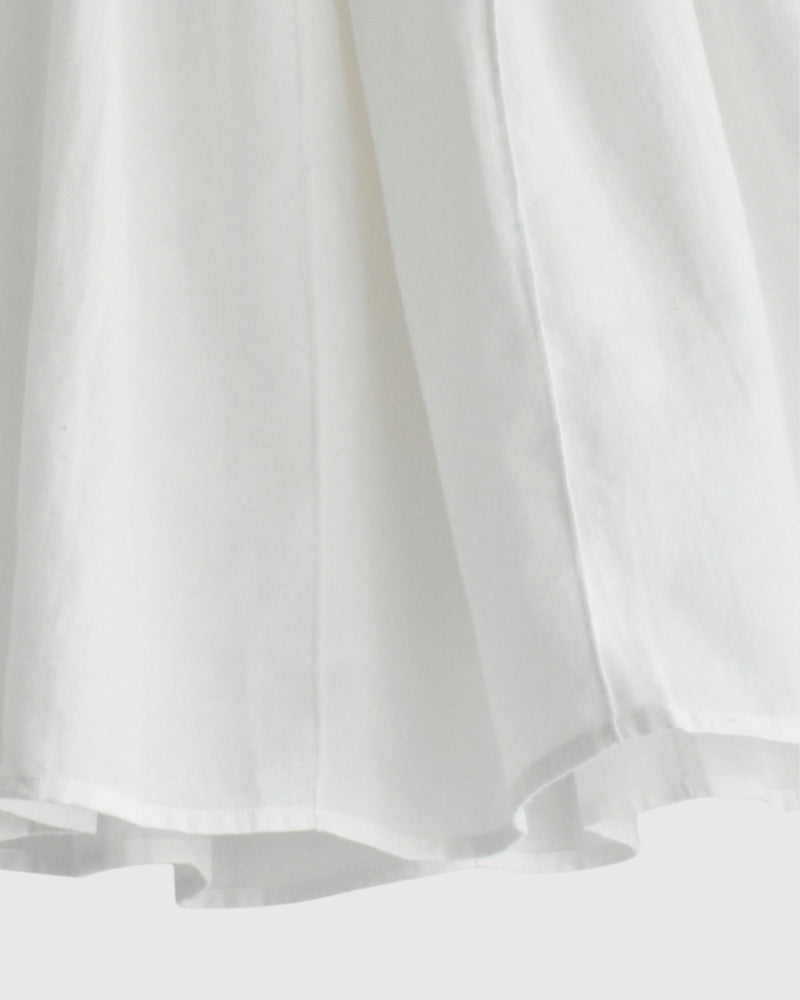Twill Cotton Khadi Plain Gathered Skirt in White