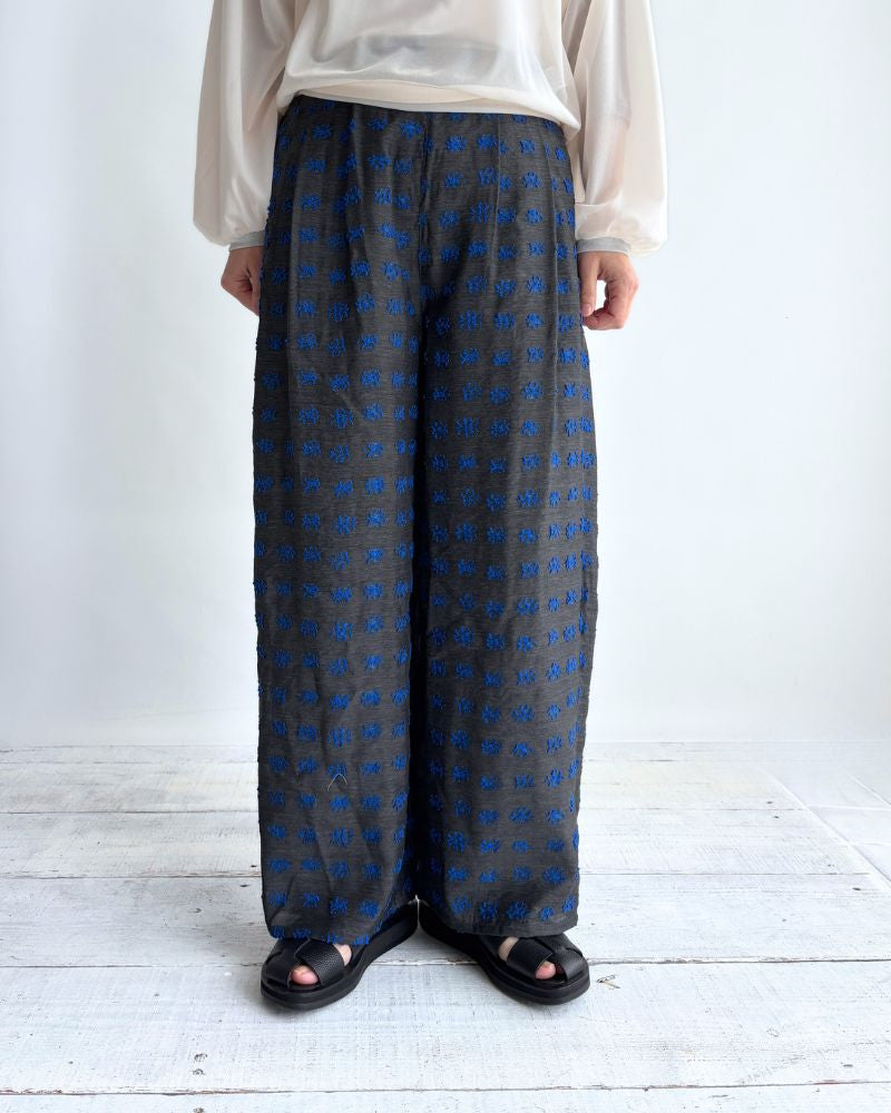 Jacquard Wide Pants in Charcoal