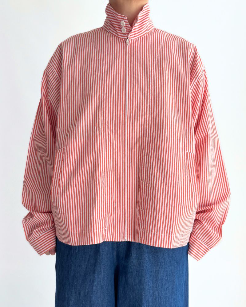 POPLIN STRIPE DRIZZLER JACKET in OrangeStripe
