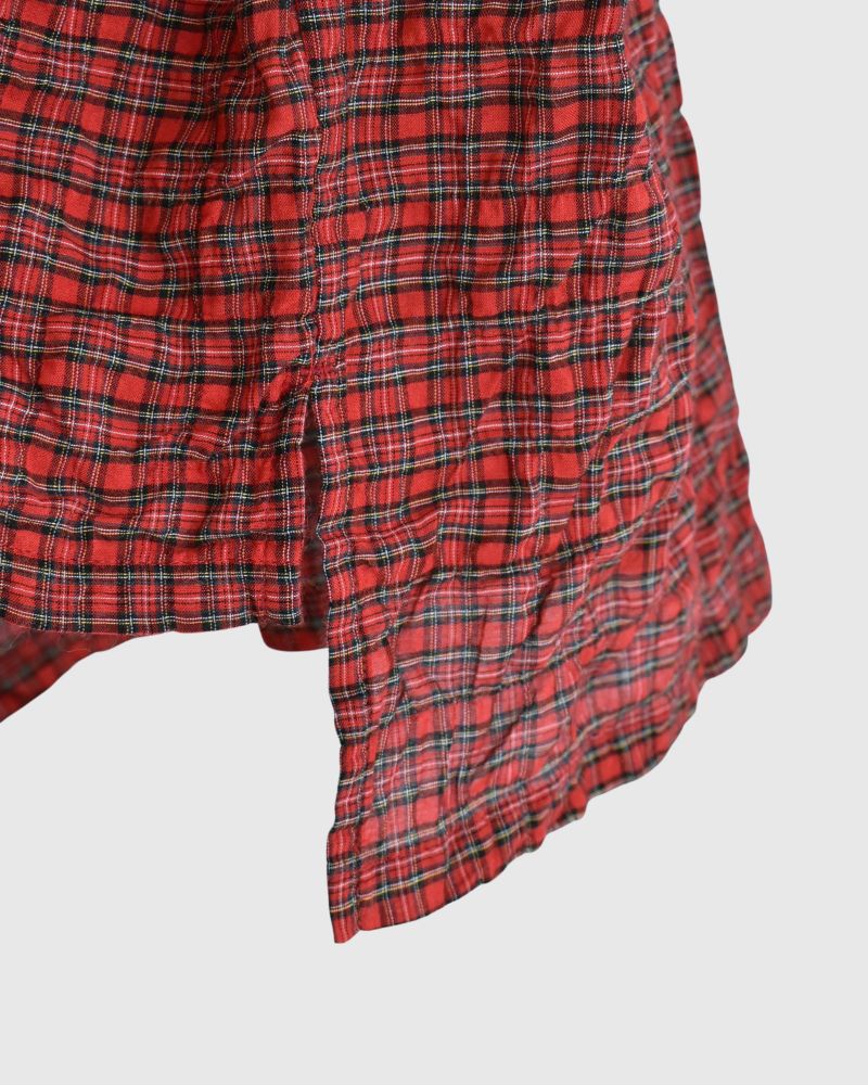 Check Neck Frill Box Pullover in AkaCheck