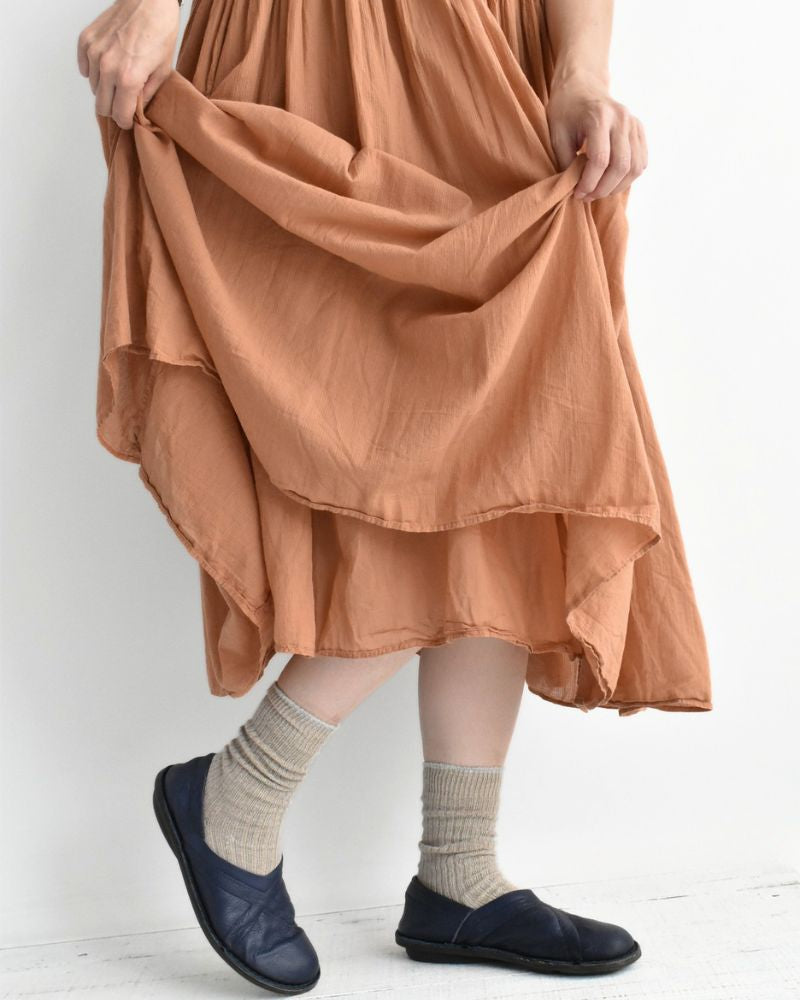 Crew-Neck F/SL Dress with Pintuck in DarkOrange