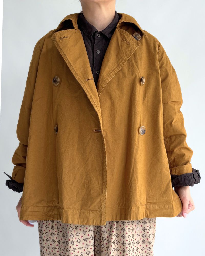 Double Button Short Coat in Brown