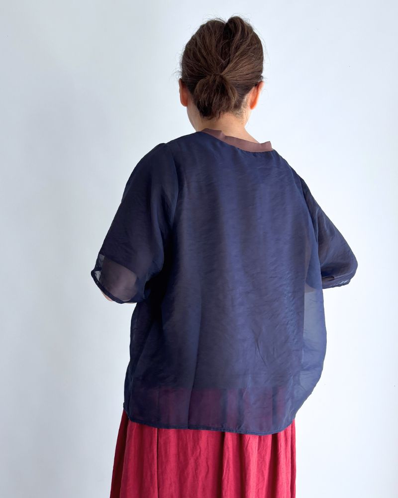 Sheer Layered Top ‘SAN’ in Navy