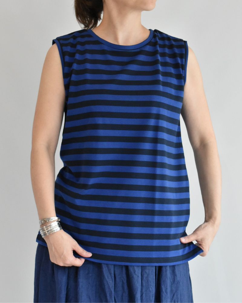 Crew Neck Tank Top in Blue/Navy