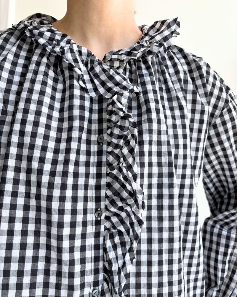 Frill Blouse in BlackCheck