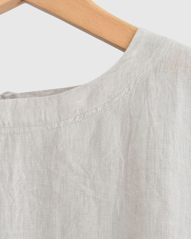 Handwoven 60x60 Linen Pullover Shirt in LightGray