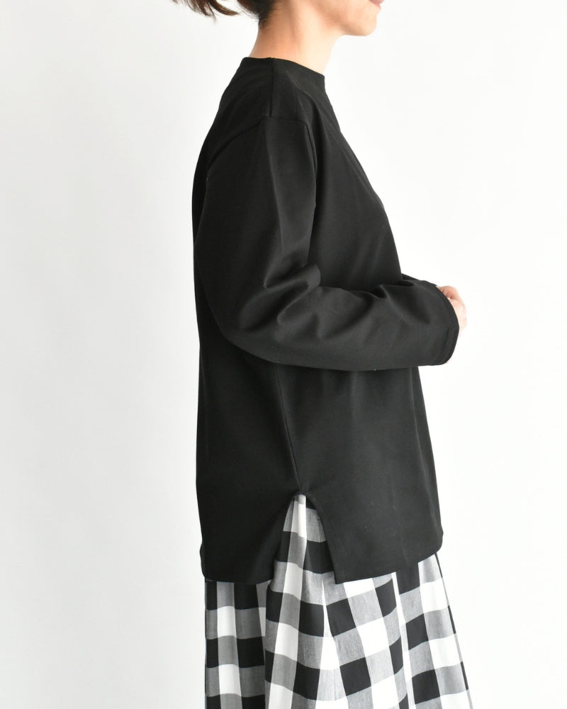 Giza Cotton Basque T-Shirt in Black