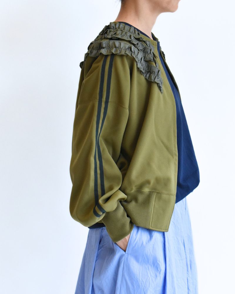 Track Frill Cardigan in Khaki