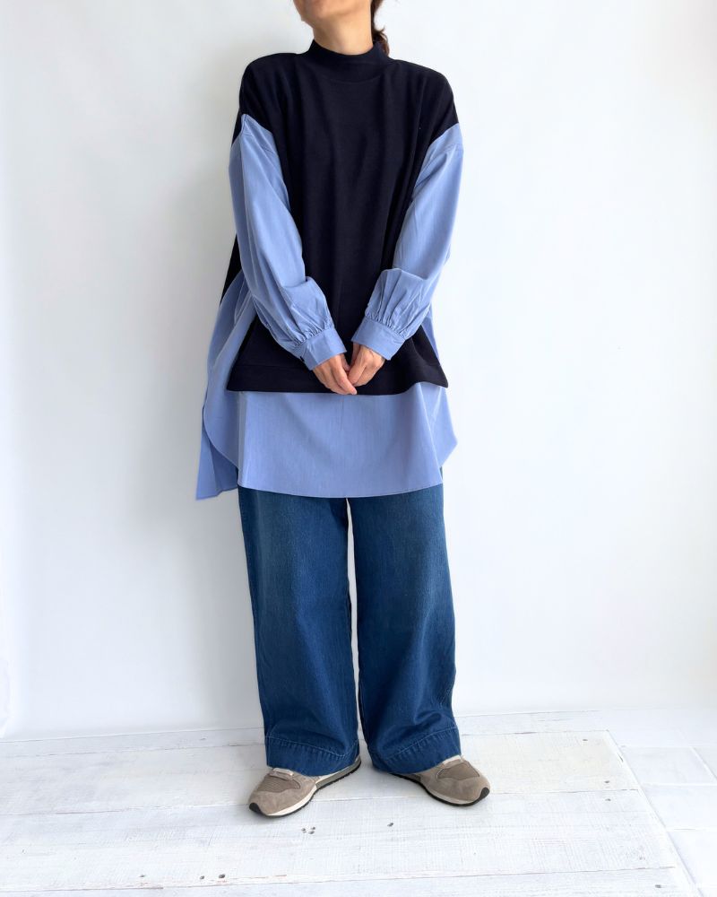 Knit combination top 'JOHA' in Navy