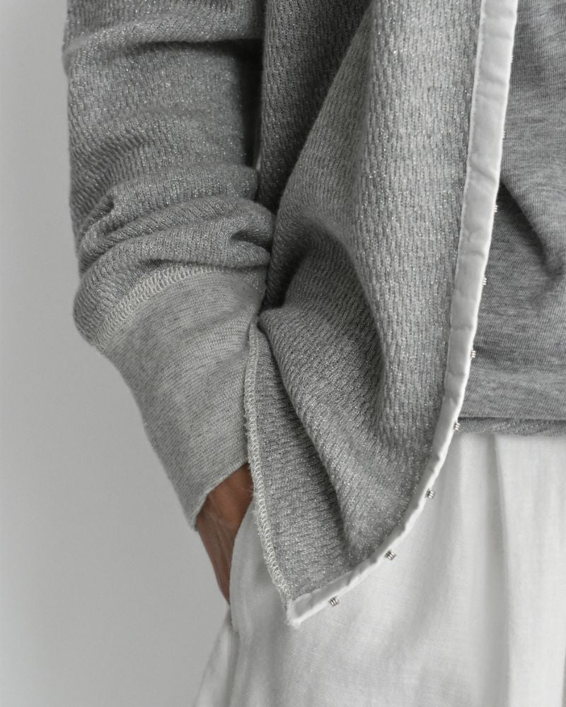 Lame Thermal Remake Cardigan in Gray