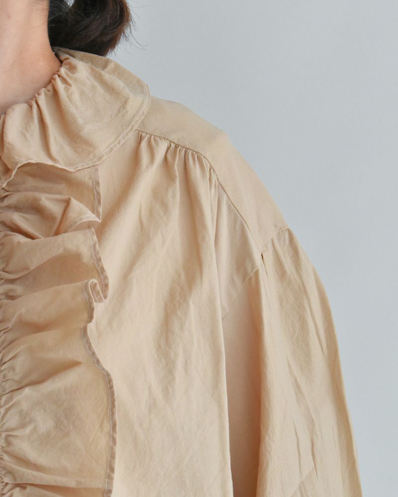 Ruffle Blouse in Beige