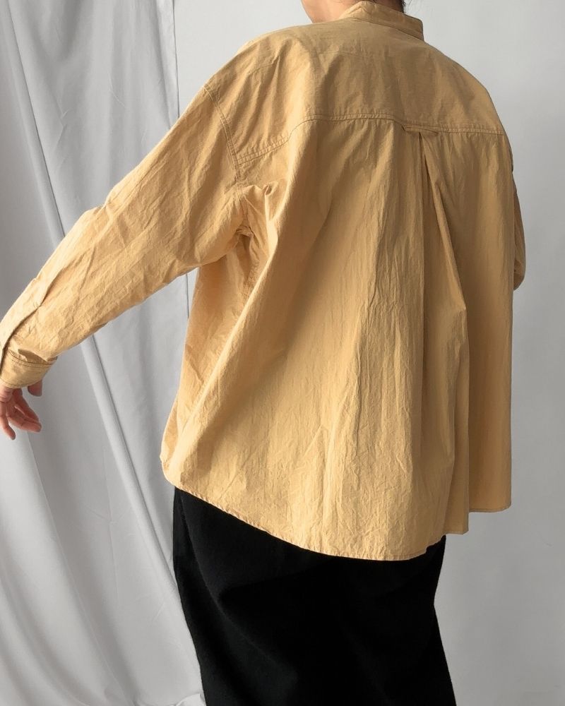 BAND COLLAR BIG SHIRT in Mustard