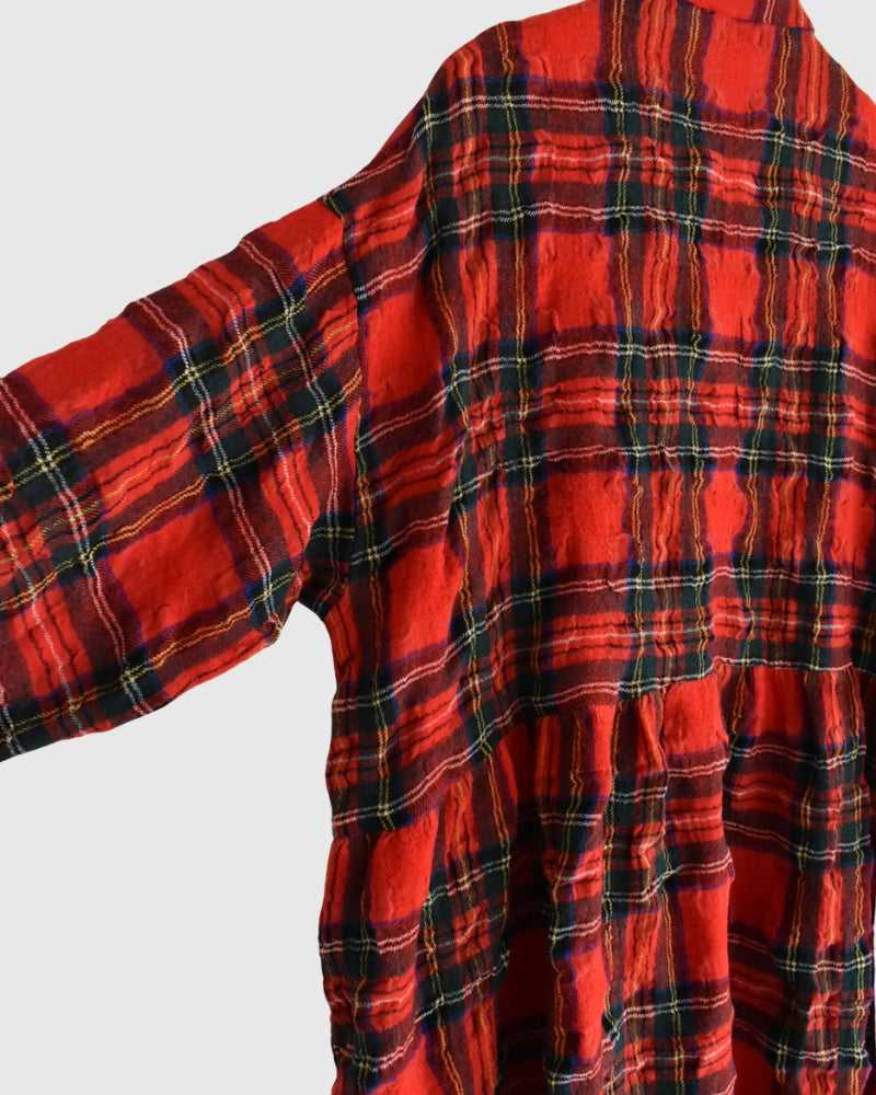 Cotton Wool Tartan Check Dress in Red