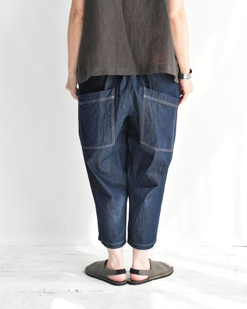 Big Pocket Pegtop Pants (Denim) in Indigo
