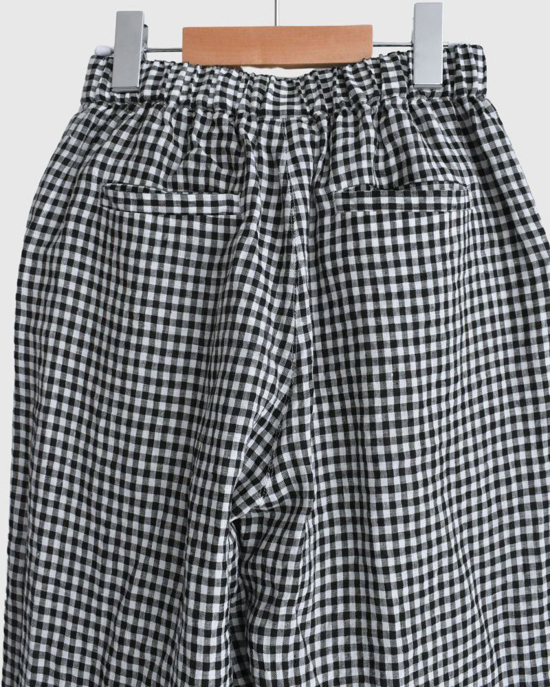 Gingham Check Pants in White/Black