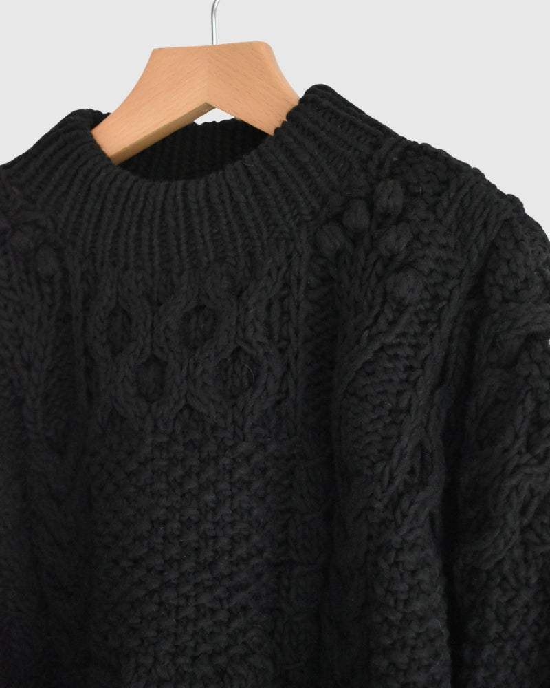 Peru Hand Knit Pullover in Black